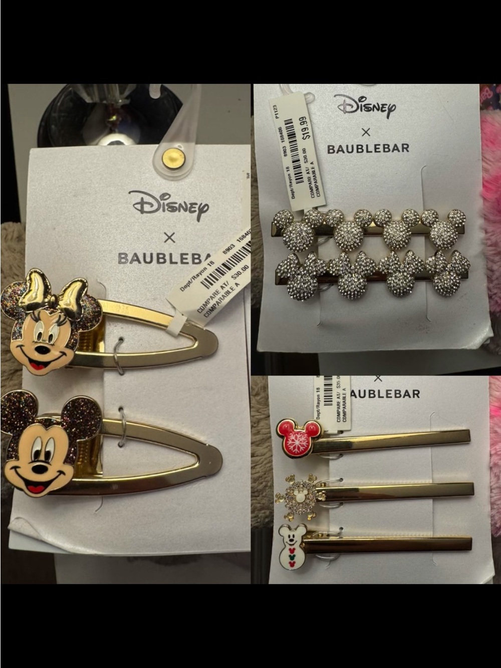 Disney x Baublebar Minnie and Mickey Hairclip sets